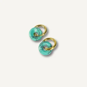 Pendientes acero inoxidable dorado con piedra natural semipreciosa turquesa