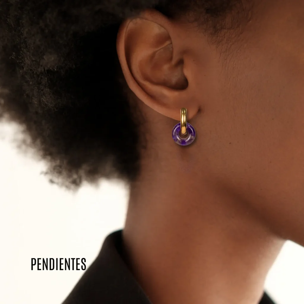 Colección de pendientes acero inoxidable y piedras naturales o semipreciosas, resistente al agua